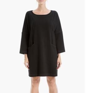 New Women's Black Max Studio Long Sleeve Mini Dress Medium Casual Fall Winter